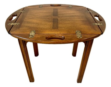 Baker Furniture English Chippendale Campaign Style Butler's Tray Table, Circa 1980s