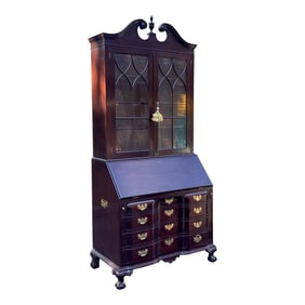 Mid-Century Chinese Chippendale Style Ball and Claw Secretary by Biggs Furniture