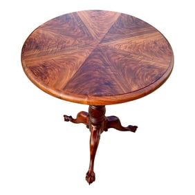 Early 20th Century Pedestal Side or Accent Table With Ball and Claw Feet Attributed to Widdicomb