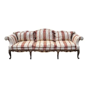 Late 20th-C. French Louis XVI Style Sofa by Ej Victor in Stripe Damask