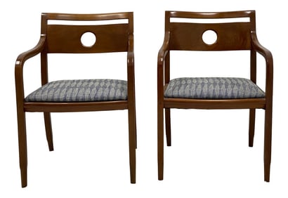Mid-Century Modern Mahogany Ward Bennett Bent Wood Arm Chairs, Pair