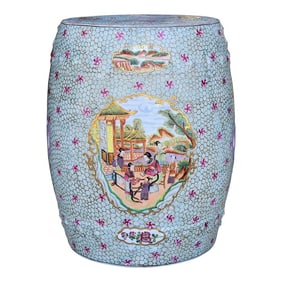 Chinese Export Famille Rose and Chintz Style Garden Seat / Side Table