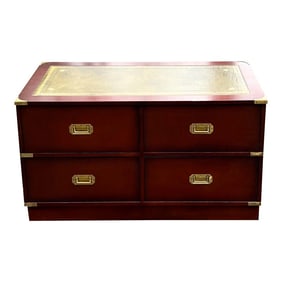1970 English Mahogany and Leather Trunk / Table by Doherty of London