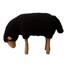 Lalanne Style Grazing Black Wood Sheep Stool or Sculpture