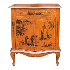 Mid-Century Italian Venetian Chinoiserie Gilt and Orange Cabinet