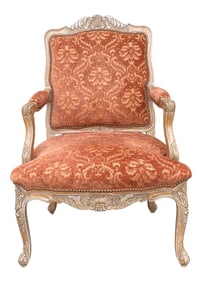 William Switzer Cerused Carved Fruitwood French Style Arm Chair