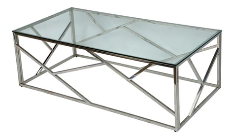 Mid-Century Modern Chrome Chippendale Inspired Coffee Table