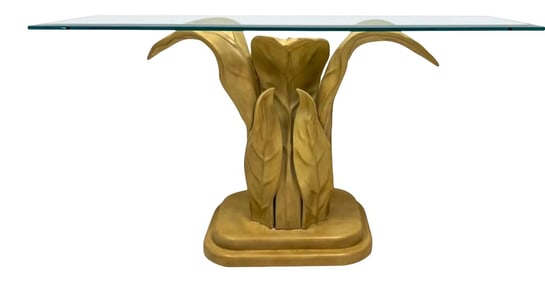 1970s Italian Casa Bique Cast Leaf Form Modern Organic Console Table