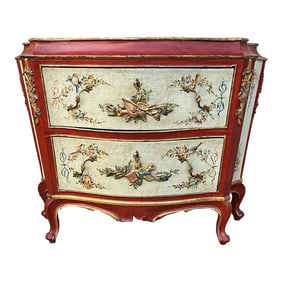 19th-C. Hand Painted and Carved Venetian Commode or Chest