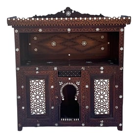 Antique Anglo-Indian Mother-Of-Pearl Inlaid Cabinet for Wall or Table
