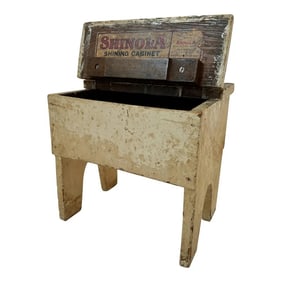 1930s Antique Shinola Primitive Painted White Distressed Wood Stool