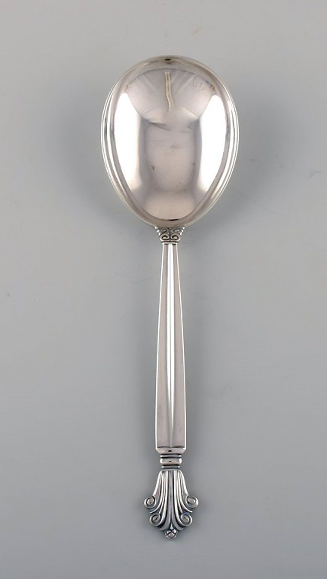 Johan Rohde for Georg Jensen. Early Acanthus serving spoon in sterling silver. Dated 1933-44.: Title:Johan Rohde for Georg Jensen. Early Acanthus serving spoon in sterling silver. Dated 1933-44. Description:Johan Rohde for Georg Jensen. Early Acanthus serving spoon in sterling silver. Dated 193