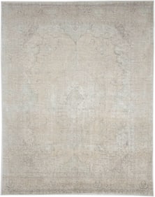Antique Muted Beige Floral 9'7X12'2 Distressed Vintage Oriental Rug