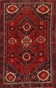 Antique Geometric Red Lori Persian Area Rug 5x8