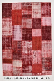 10'1'' x 6'10'' Handmade Vintage Wool Patchwork Rug - 19080