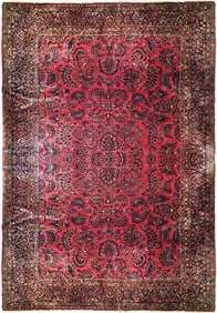 10.6 x 18 Salmon Antique Persian Sarouk Rug 79574
