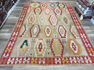 Colorful antique Caucasian Kilim rug-4892