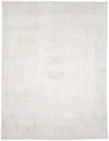 Antique Muted Beige Floral 9X11 Distressed Vintage Oriental Rug