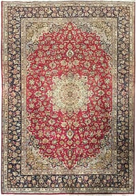 11.0 x 15.7 Persian Large Semi-Antique Esfahan Najafabad Rug Red Blue #F-6059