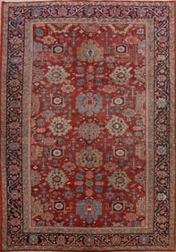 Pre-1900 Antique Heriz Serapi Vegetable Dye Persian Rug 8x12