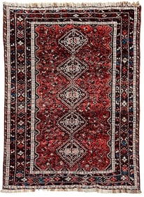 Antique Persian Qashqai Hand Knotted Vibrant Tribal Wool Rug 6'7"x10' Geometric Area Carpet