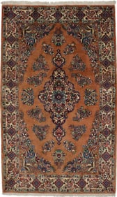 Vintage Rusty Peach Traditional 4X7 Sarouk Persian Rug