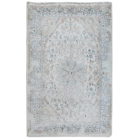 Ivory, Hand Knotted Vintage Persian Kerman, Worn Wool Mat Rug