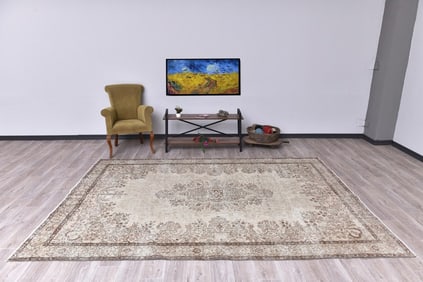 10'4'' x 6'11'' Handmade Vintage Wool Rug - 240637