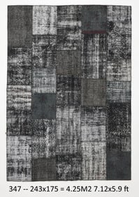 7'12'' x 5'8'' Handmade Vintage Wool Patchwork Rug - 347