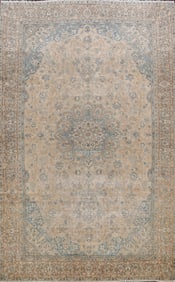 Antique Muted Floral Mashad Persian Area Rug 9x13