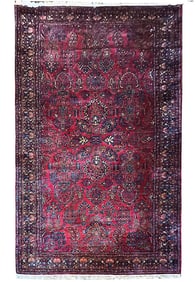 11 x 20.6 ANTIQUE Persian Sarouk Carpet 1930's Grandma Rug #F-5867