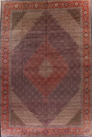 Antique Vegetable Dye Geometric Tabriz Persian Rug 13x19