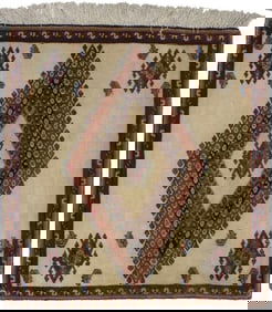 Vintage Beige Tribal 2X2 Abadeh Persian Square Rug