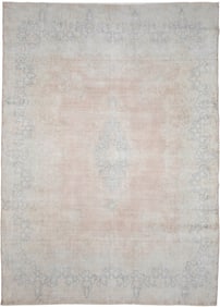Antique Muted Floral 9'5X13 Distressed Vintage Oriental Rug