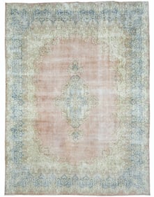 Antique Muted Floral 8'8X11'7 Distressed Vintage Oriental Rug