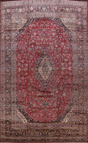 Antique 100% Vegetable Dye Kashan Persian Area Rug 10x15