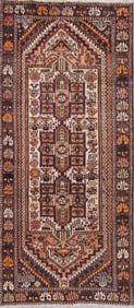 Antique Ivory Shiraz Persian Runner Rug 4x9