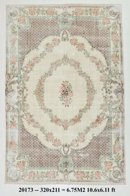 10'6'' x 6'11'' Handmade Vintage Wool Rug - 20173