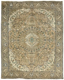 Semi Antique Muted Floral 9'9X12'5 Distressed Vintage Oriental Rug