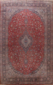 Antique Kashan 100% Vegetable Dye Persian Rug 11x17 Large