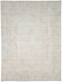 Antique Muted Beige Floral 10X13 Distressed Vintage Oriental Rug