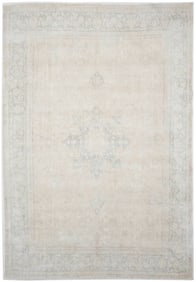 Antique Muted Beige Floral 8'8X12'4 Distressed Vintage Oriental Rug