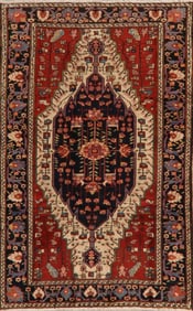 100% Vegetable Dye Antique Malayer Persian Area Rug 4x7