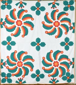30's Princess Feather Applique Quilt