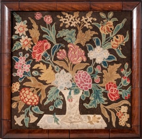 Canvaswork Needlework Picture Sampler – Vase of Flowers - Mid 18th century