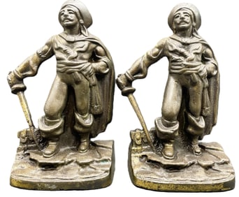 Vintage CAST IRON BOOKENDS SWASHBUCKLING PIRATE BUCCANEER