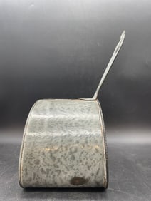 HALF ROUND HALF MOON SHAPED GRAY GRANITEWARE COOKING POT
