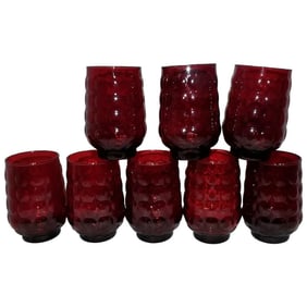 Anchor Hocking Ruby Red Bubble Ice Tea Glasses