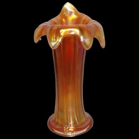 Northwood Jesters Cap Thin Rib Marigold Vase