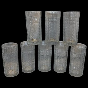 Anchor Hocking Vertical Laurels Leaves Clear Drinking Glass Tumblers- 1987